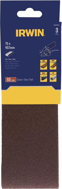 Produktbild Irwin endlose Gürtel für Elektrowerkzeuge 75 mm x 457 mm, p 60 /für Metall-, Holz-, Lack- und Kunsts (P60)