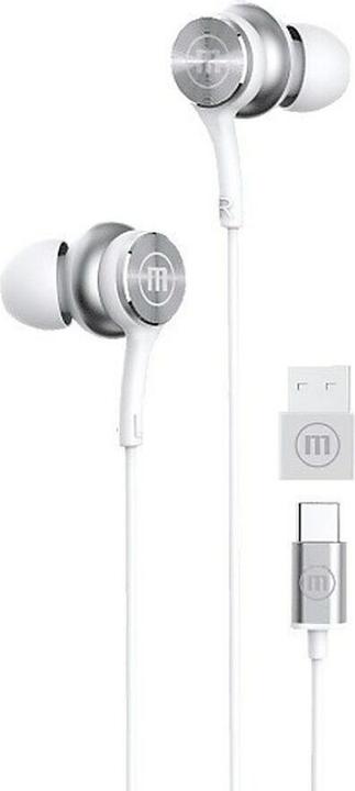 Maxell XC1 USB-C Wired Headphones with USB-A Adapter white (Cable)
