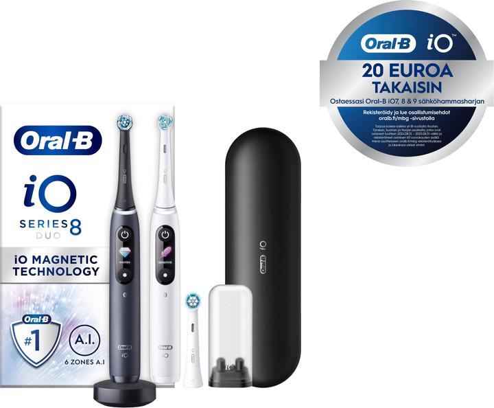 Oral-B iO Series 8 Elektrische Zahnbürste, schwarz-weiss (Oszillierende Zahnbürste)