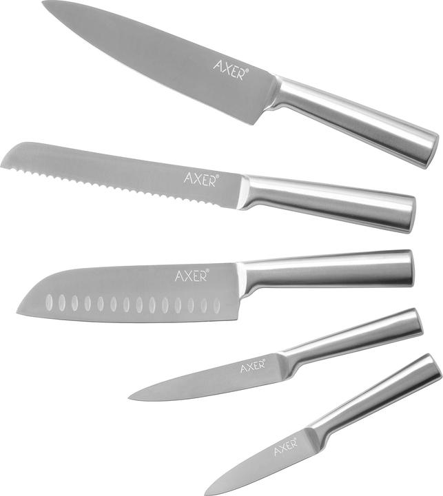Immagine prodotto Axer Set di coltelli da cucina, 5 pezzi, argento (20 cm)