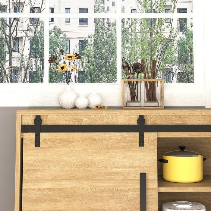 Image du produit Swisshandel24 Système de porte coulissante Rail de porte coulissante pour portes doubles en bois Accessoires