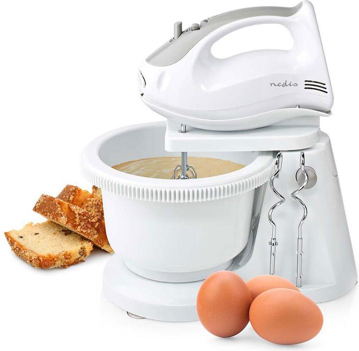 Immagine prodotto Nedis Impastatrice manuale 200 W 5 impostazioni di velocità funzione turbo ciotola girevole / 2 ganci per (200 W)