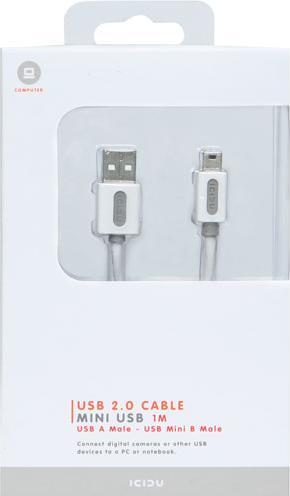Produktbild Icidu USB 2.0 A-Bm Cable 1m White USB Kabel USB A Mini-USB B Weiss (1 m, USB 2.0)