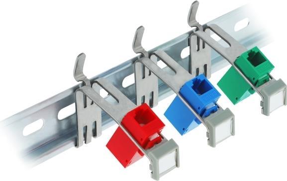 Actual product image Delock Keystone holder with labelling field 1 port for top-hat rail metal