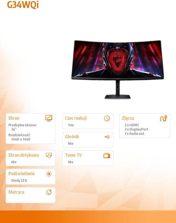 Productafbeelding Xiaomi G34WQi (3440 x 1440 pixels, 34")