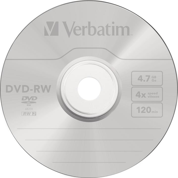 Image du produit Verbatim DVD-RW, 4x, 4,7 Go, paquet de 5 (5 x)