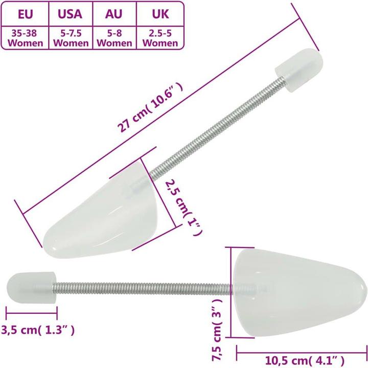 Image du produit VidaXL Embauchoirs avec ressort en spirale 5 paires Blanc UE 35-38 (10 x)