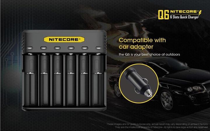 Actual product image Nitecore Q6 6-bay charger (1 pcs., 14500, 16340, 18650, 26650, Rechargeable battery)