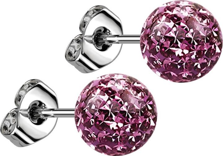 Produktbild Star Piercing Ohrstecker silber mit Kristall Kugel hellviolett Epoxy Schutzschicht (ohne Messing, Chirurgenstahl 316L)