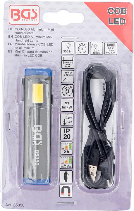 Actual product image BGS COB-LED Aluminum Mini Handheld Lamp (300 lm)