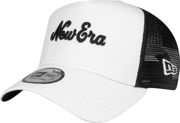 New Era Adjustable Trucker Cap - Retro Brand Script Weiss
