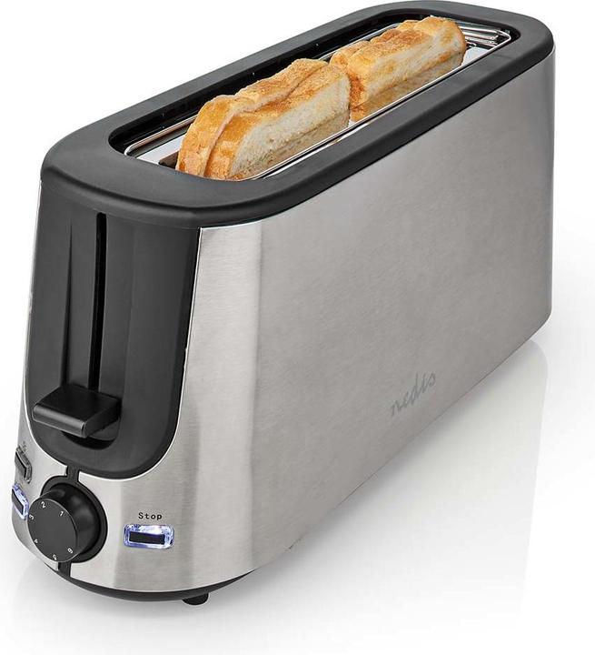 Produktbild Nedis Toaster Edelstahl Serie 1 Steckplätz Bräunungsstufen: 6 Auftaufunktion Brötchenaufsatz Alumini (EU-Stecker)