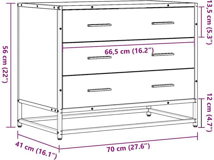 Immagine prodotto VidaXL Cassettiera nera 70x41x56 cm Cassettiera in legno
