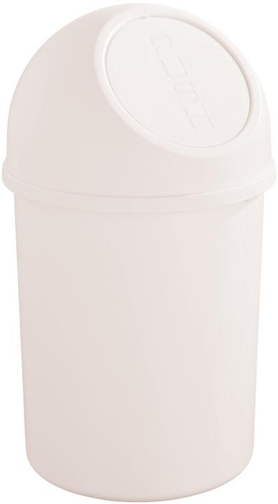 Produktbild Helit Abfallbehälter mit Push-Einwurfklappe, 6 Liter, weiss rund, aus PP, Durchmesser: 216 mm, Höhe: 375 m (6 l)