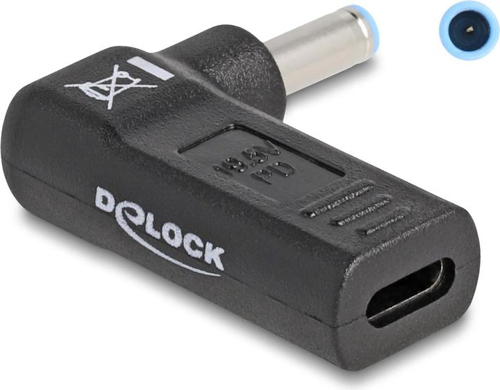 Produktbild Delock Adapter USB-C zu HP 4.5 x 3.0 mm 90° gewinkelt (USB Typ-C, 3.80 cm)