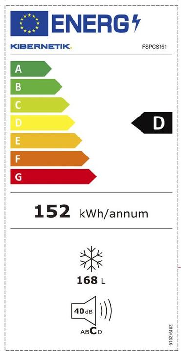 Energie-Label Kibernetik FSP Gefrierschrank (Freistehend, 168 l)
