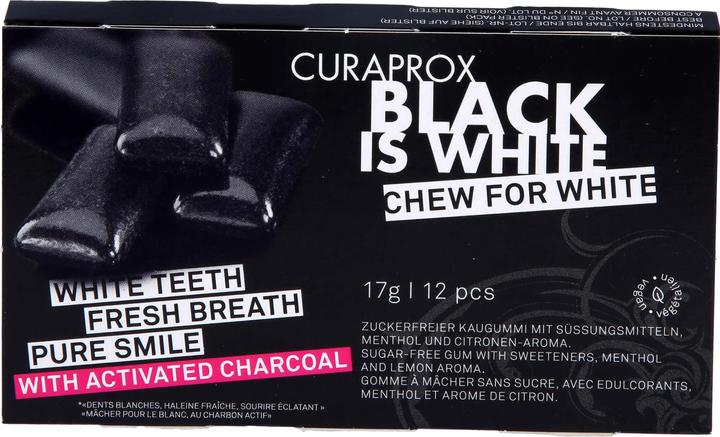 Actual product image Curaprox Black Is White Chewing Gum (12 pcs., 23 g)