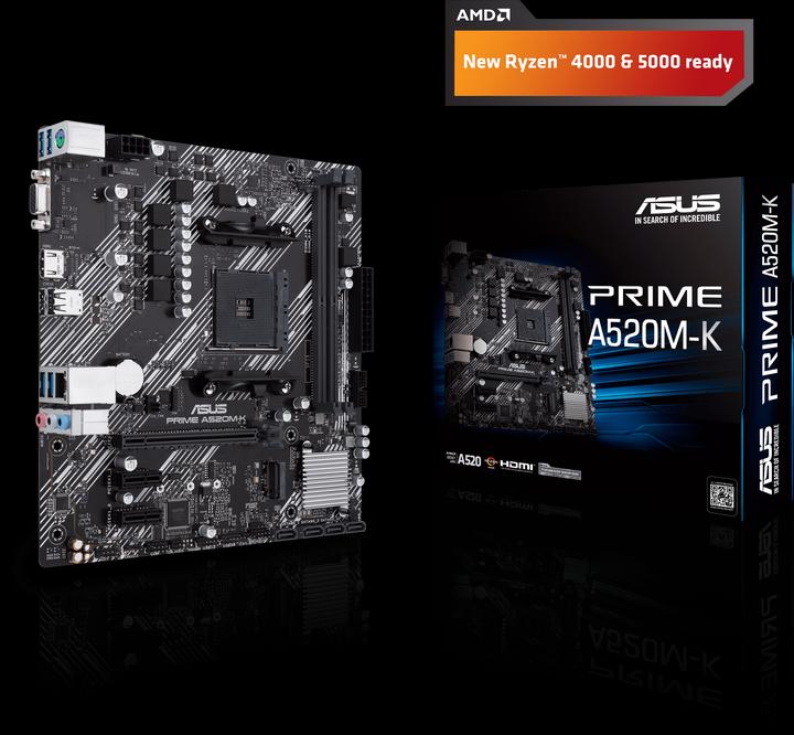 Actual product image ASUS Prime A520M-K (AM4, AMD A520, mATX)