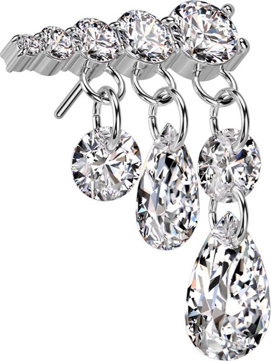 Produktbild Star Piercing Threadless silber Kristalle absteigend Anhänger Kristalltropfen rechts (Titan G23, ohne Messing)