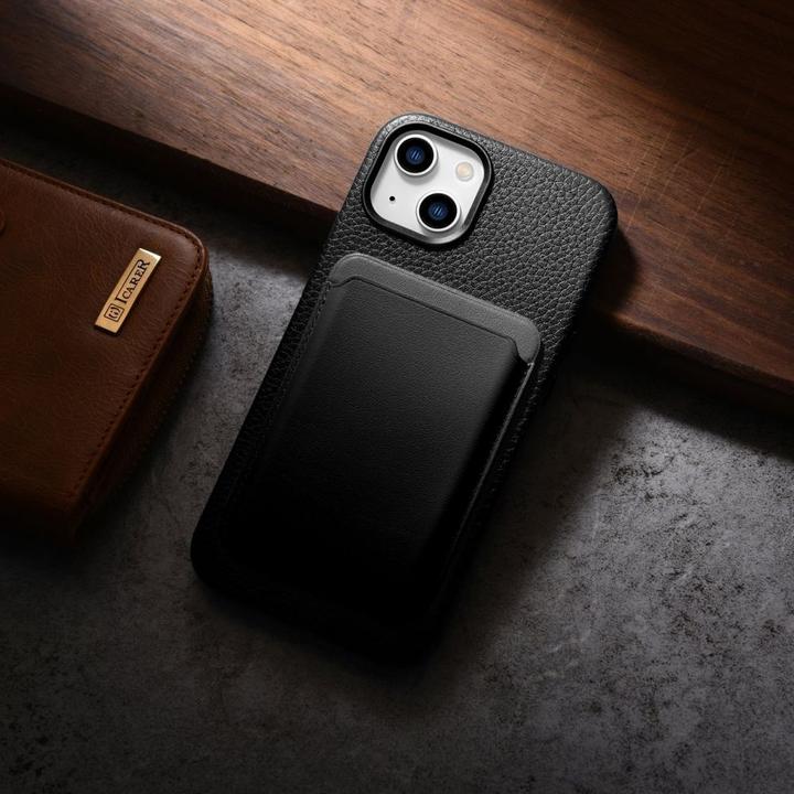 Produktbild iCarer Litchi Premium Leather Case iPhone 14 Magnetic Leather Case with MagSafe Black (WMI14220709-B (Apple iPhone 14)