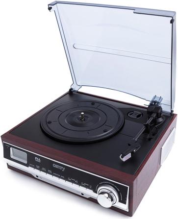 Camry CR 1113 Audio-Plattenspieler mit Riemenantrieb, Cappuccino, Chrom, Holz (Halbautomatisch)