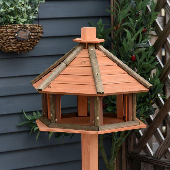Produktbild Swisshandel24 Vogelhaus Vogelfutterhaus hölzerner Vogelvilla Futterhaus Vogelständer Vogel-Tischvogelhaus Spielsta