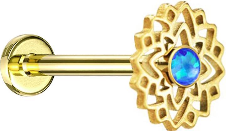 Star Piercing Flared Tunnel schwarz Totenkopf mit Schlange links (Chirurgenstahl 316L, ohne Messing)