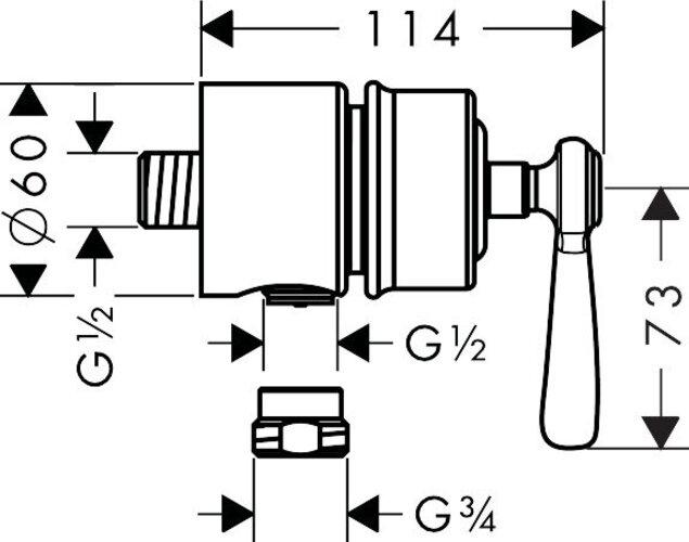 Image du produit Axor Montreux Fixfit Stop Raccord de tuyau, robinet d'arrêt, béquille