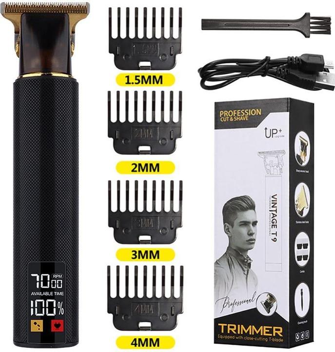 OEM Consumer electronics Hair clipper with display LED and replacable combs T9 black