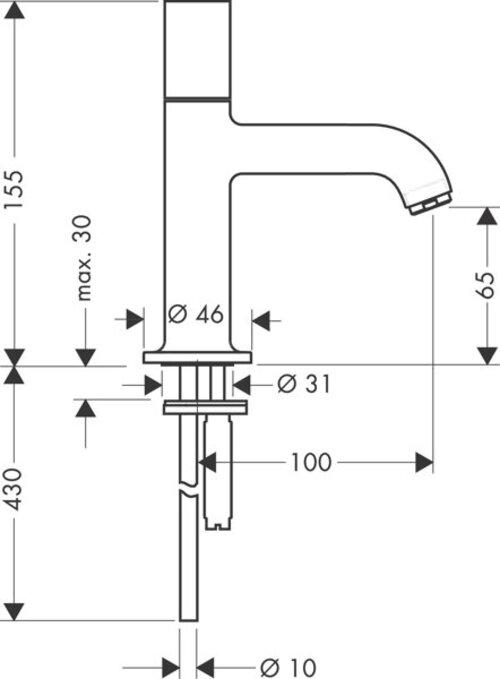 Actual product image Axor Uno stand-up valve, without drain set, cold water connection, projection 100mm