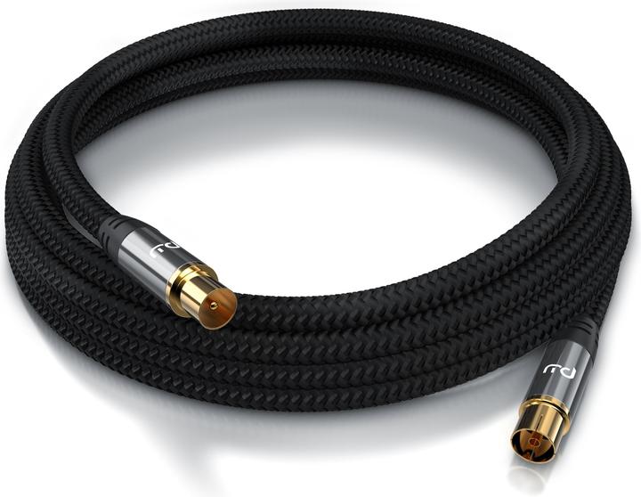 Primewire HDTV antenna cable with braiding, premium coaxial cable 75 Ohm / 135 dB, TV cable, 4K HDTV, DVB-T (135 dB, Antenna cable)