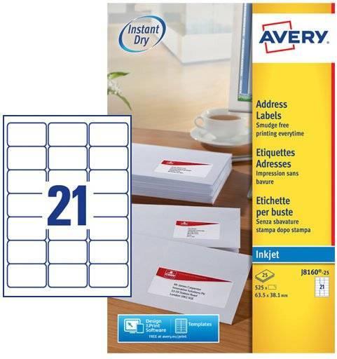 Produktbild Avery J8160-25 Korrespondenzetikett Weiss