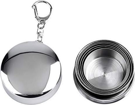 Actual product image JTI Foldable stainless steel tumbler with carabiner