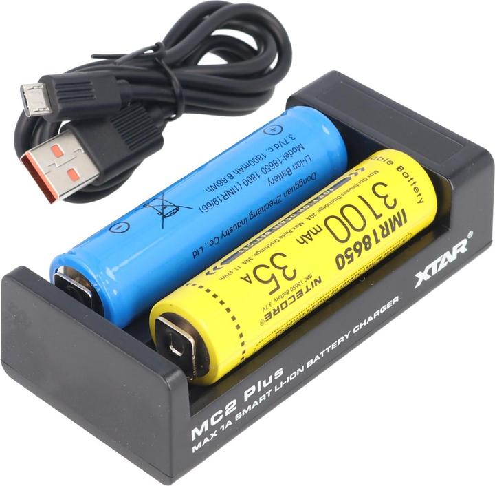 Immagine prodotto AccuCell Caricabatterie MC2 Plus adatto per 10440, 14500, 14650, 16340, 17335, 17500, 17670, 18350, 18490 (1 pz., Caricabatterie senza batteria)