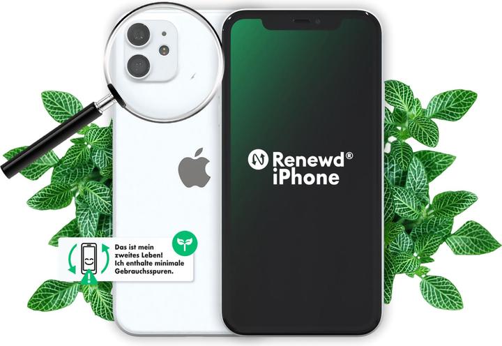 Produktbild Renewd iPhone 11 (64 GB, Weiss, 6.10", 12 Mpx, Dual SIM, A / Wie neu)