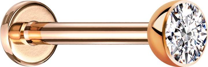 Produktbild Star Piercing Micro Threadless Labret rosegold Halbkugel mit Kristall silber (ohne Messing, Titan G23)