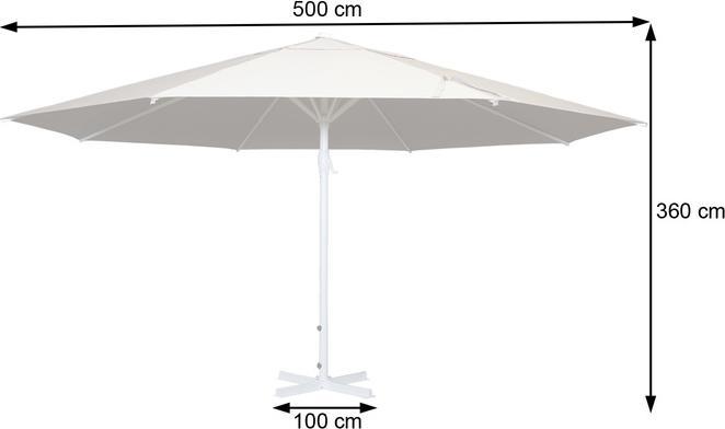 Immagine prodotto Mendler Ombrellone Meran II, ombrellone da gastronomia, Ø 5m poliestere/palo in alluminio bianco 28kg -