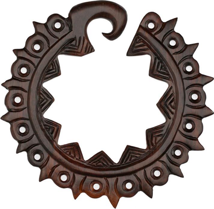 Actual product image Star Piercing Ohrgewicht Ring Sonne mit Stern aus Narra Holz (without brass, Organic)