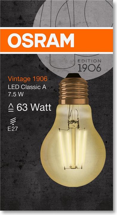 Image du produit Osram millésime 1906 (E27, 8 W, 950 lm, 1 x, E)