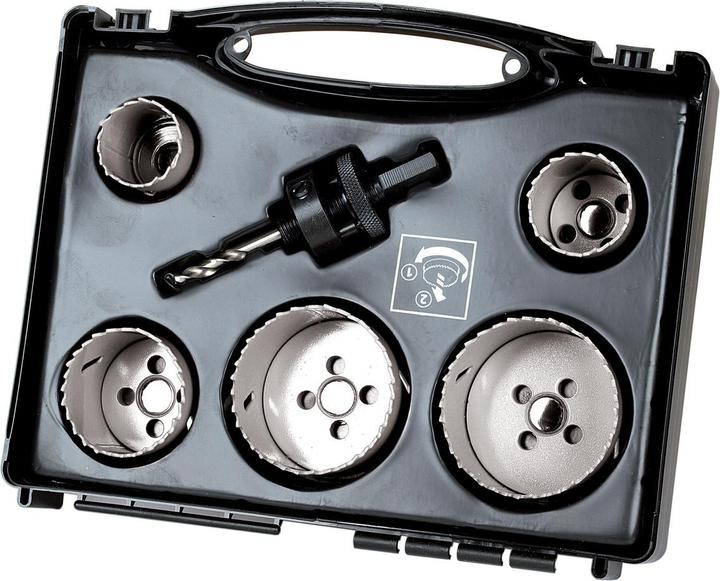 Produktbild wolfcraft Bi-Metall-Lochsägeneinsatz-Set „Elektro“, Ø 40-86 mm, 7-tlg. (40 mm)