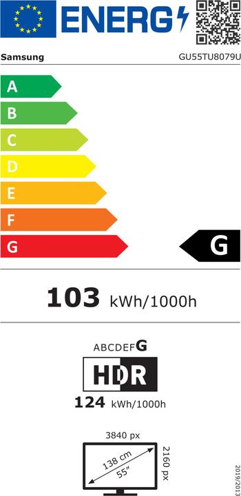 Energy Label Samsung GU55TU8079 (55", LCD, 4K, 2020)