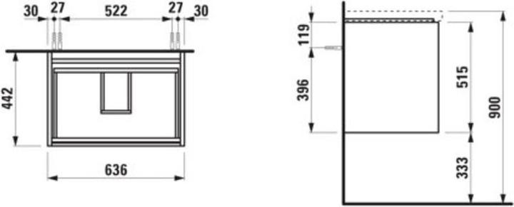 Produktbild Laufen Lani für Lua Waschtischunterbau, 2 Schubladen, SoftClose, 635x515x445mm, H403542112 (63.5 x 44 x 51.5 cm)