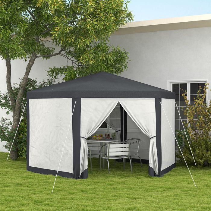 Produktbild Swisshandel24 Gartenzelt ca. 4 x 4 m mit Moskitonetz 6-eckig Polyester Metall Dunkelgrau (394 cm, 394 cm)