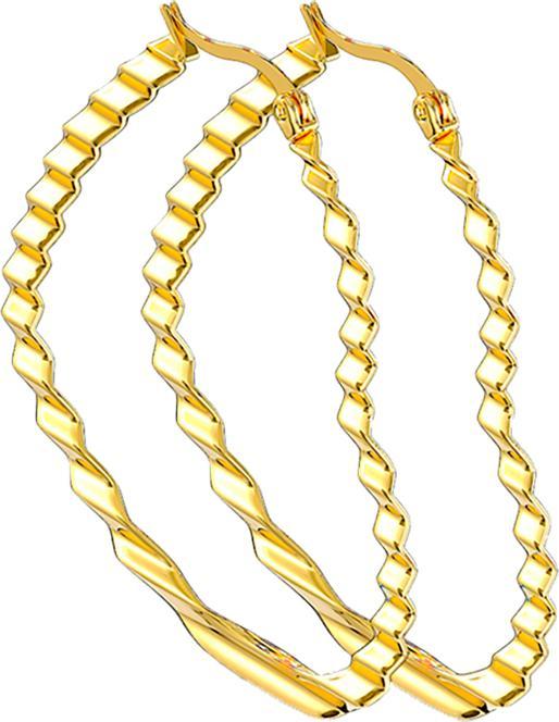 Produktbild Star Piercing Ohrring vergoldet Wellenmuster Herz (ohne Messing, Chirurgenstahl 316L)