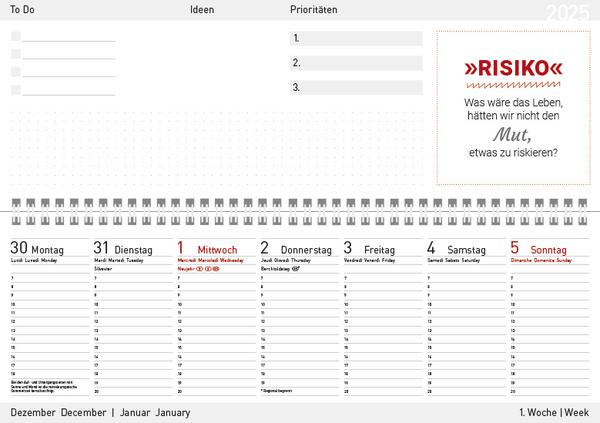 Produktbild Tischkalender quer Motivation 2025 (Deutsch)