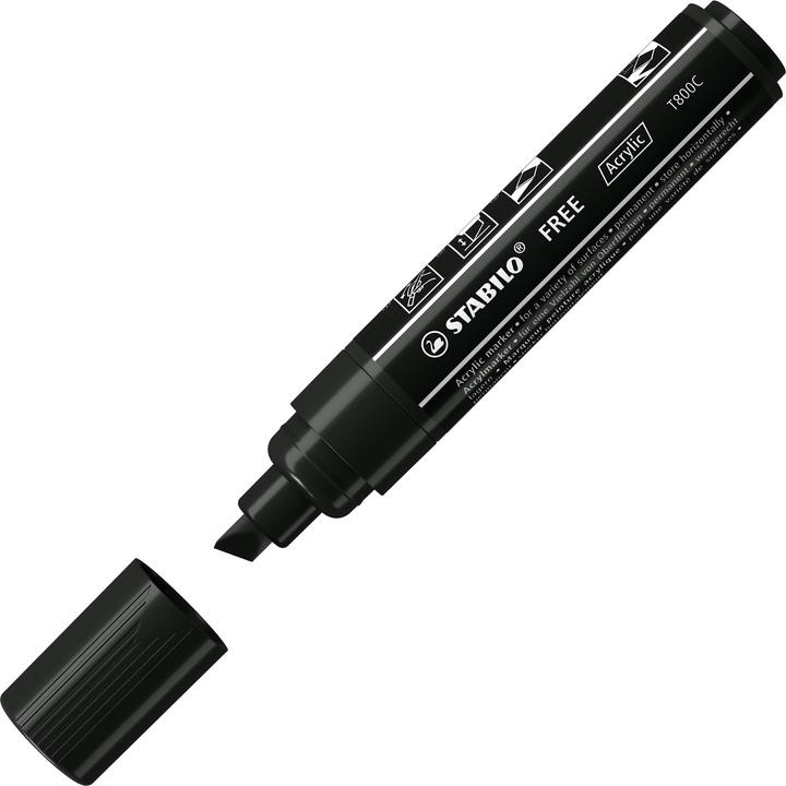 Actual product image STABILO Acrylic markers - FREE Acrylic - T800C wedge tip 4-10mm - single pen - black (Black, 10 mm, 1 x)