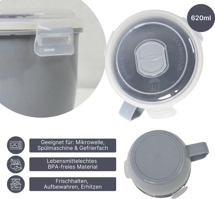 Image du produit Hobby Mikrowellen-Tasse mit Henkel Mikrowellen-Becher Lunchbecher Suppen-Mug (620 ml, 1 x)