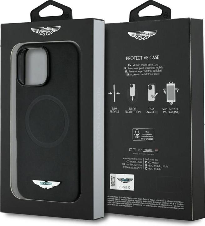 Actual product image Aston Martin Case HC FW Logo to iPhone 16 Pro Max MagSafe black (Apple iPhone 16 Pro Max)
