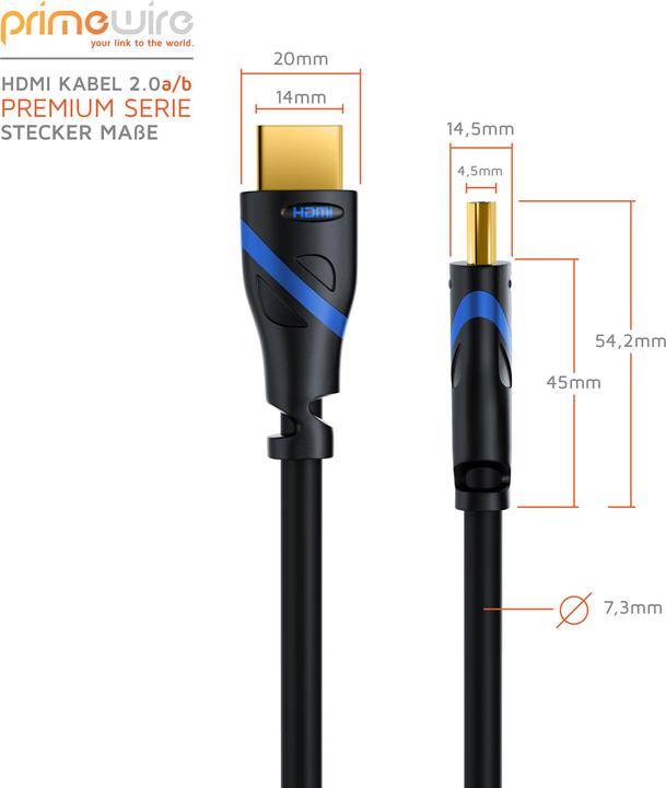 Actual product image Primewire HDMI cable 2.0b - 4k 60Hz Ultra HD - Ethernet Highspeed - Full HD - 3D - ARC - 3 x shielded (1.50 m, HDMI)