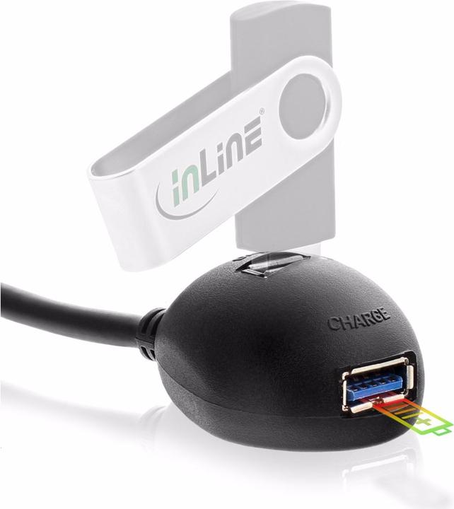 Produktbild InLine USB 3.0 Verlaengerung A Stecker / Buchse schwarz mit Standfuss 1m (1 m, USB 3.2 Gen 1)